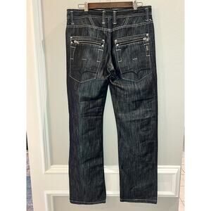 Bludiesel 77 Original Denim Forge Black Shimmer Size 34X33 Wide Leg Jeans